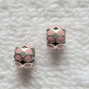 2X Brighton MINI Ring of Flowers Beads Pink New Retired